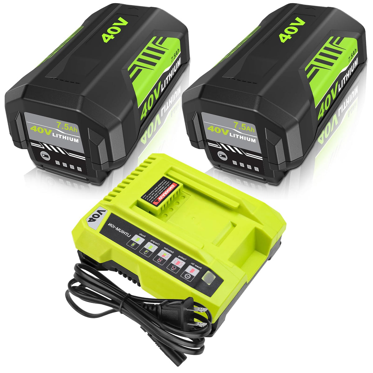 GERIT BATT 7.5Ah OP4026 battery side view for Ryobi 40V tools, designed for longer run time.