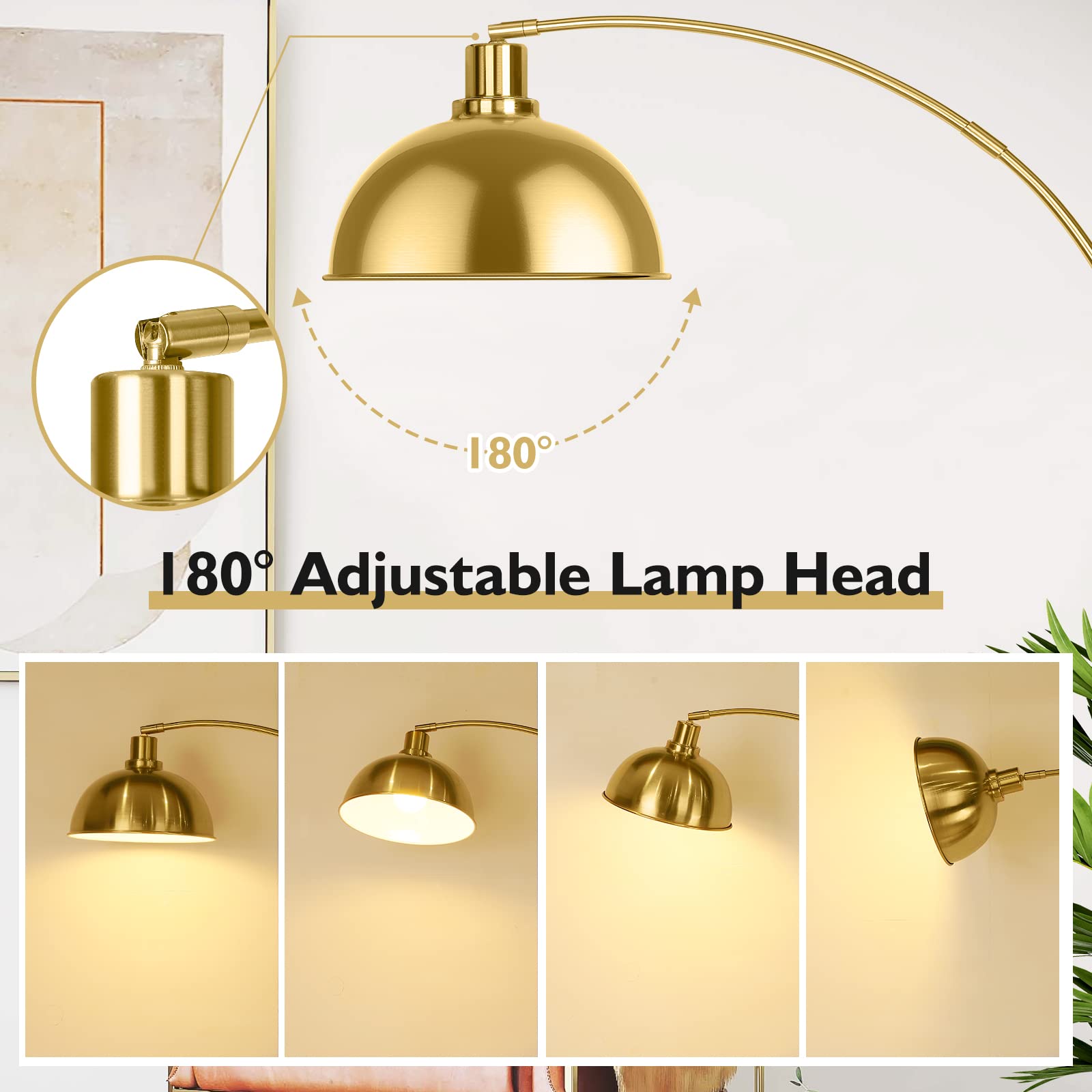Gernehop Arc Floor Lamp featuring a hanging dome shade in a stylish setup.