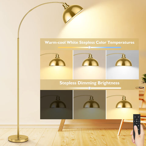 Gernehop Arc Floor Lamp demonstrating stepless dimming for any mood.