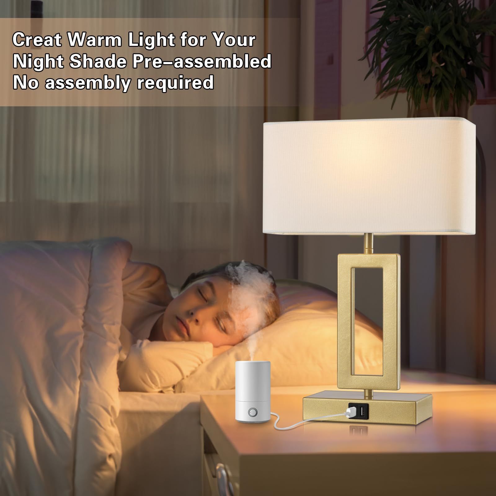 Gernehop nightstand lamps enhance bedrooms with a coordinated modern look.