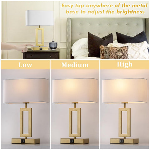 Gernehop table lamp base offers dual USB ports for convenient charging.