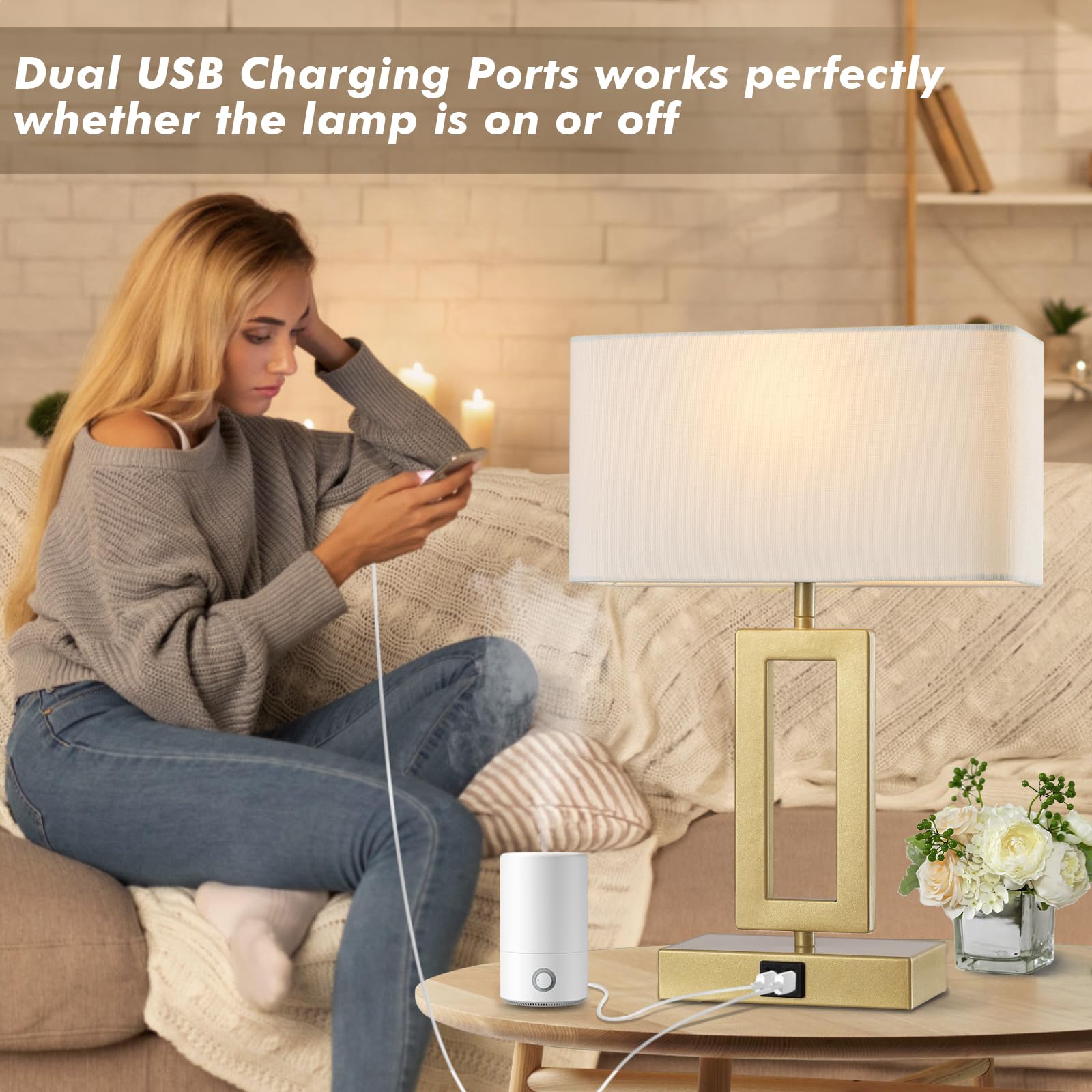 Gernehop touch dimmable lamp provides three brightness levels for reading.