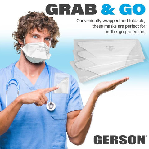 GERSON N95 pouch respirator ear loops secure and comfortable.