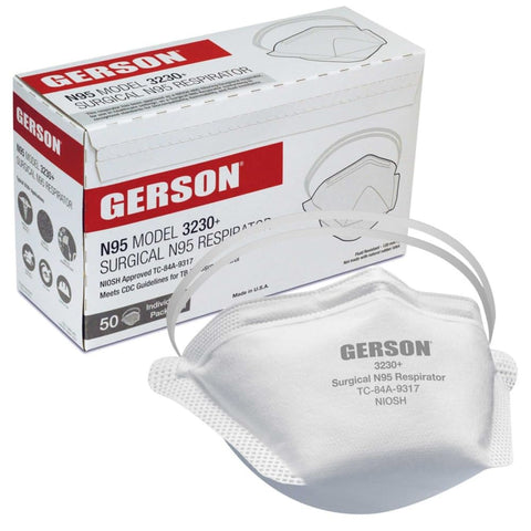 GERSON N95 pouch respirator front view showing lightweight, comfortable design.