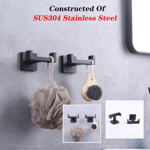 GERZWY AG1417B-BK hotel-style bathroom setup with two hooks