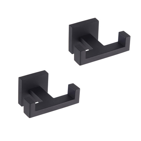 GERZWY AG1417B-BK matte black double towel hook wall mount for stylish bathroom organization