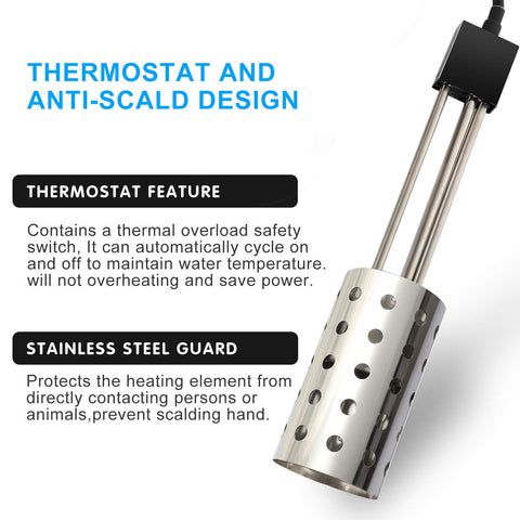 GESAIL easy setup: heater immersed in water and ready after plugging into a grounded outlet.