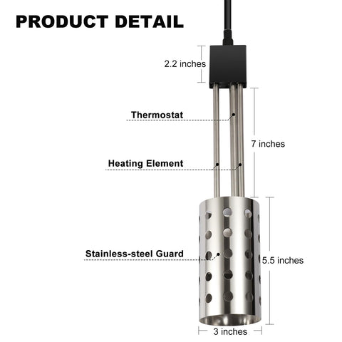 GESAIL stainless-steel guard protects the element during heating.