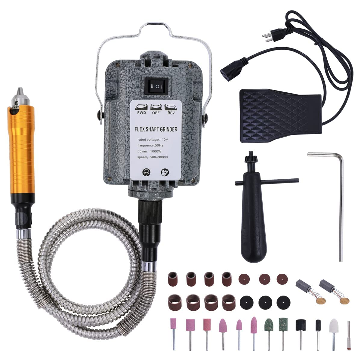 GESD 1000W flex shaft tool front view for precision carving.