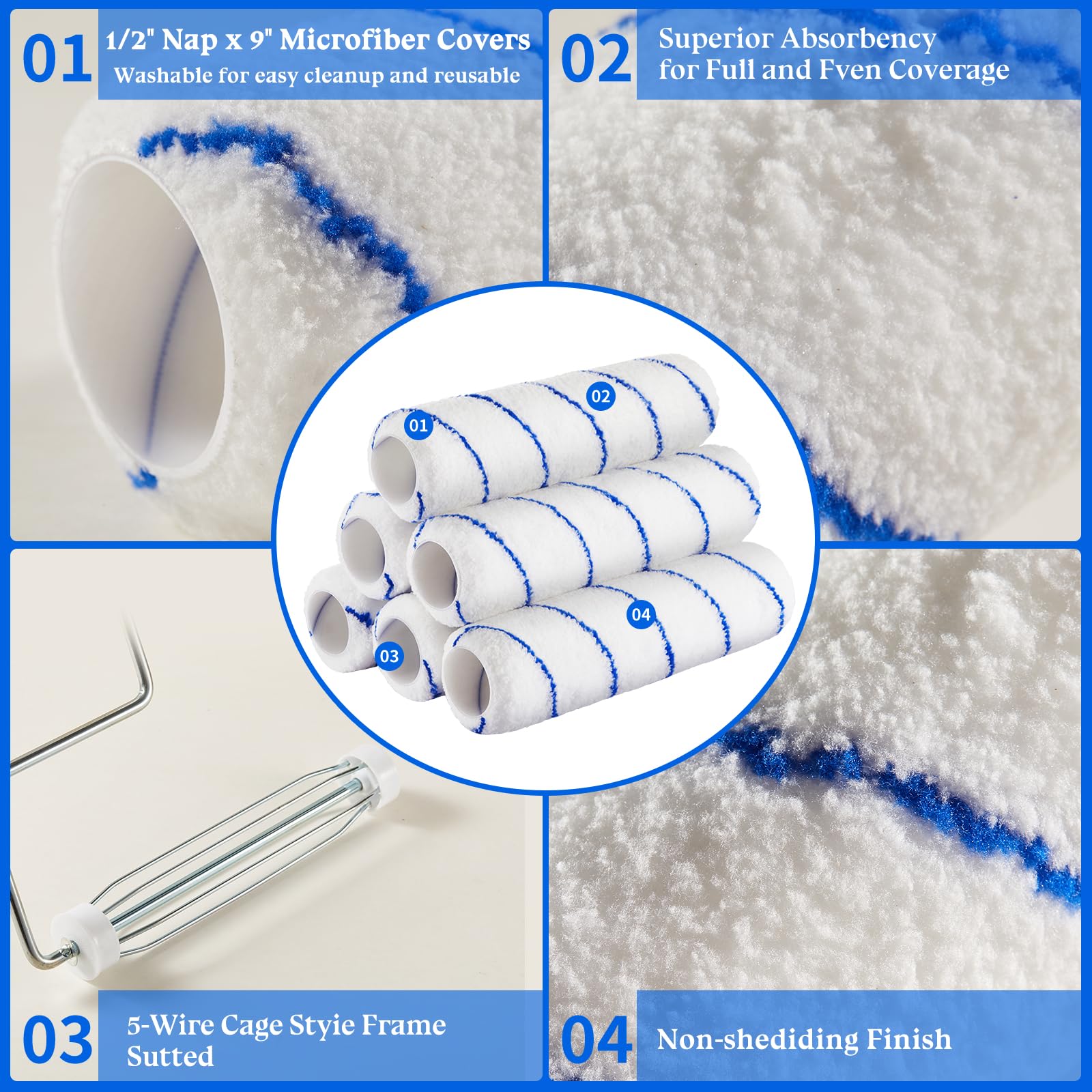 Gesenwin six microfiber covers provide quick, even paint application.
