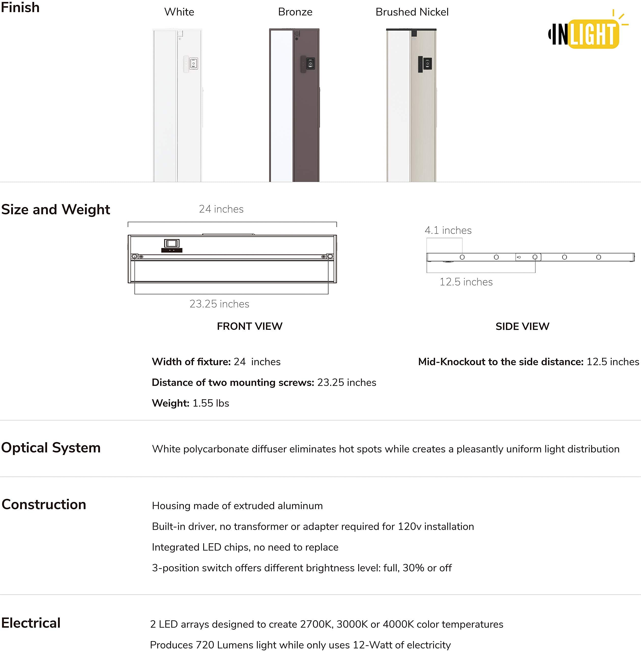 GETINLIGHT 0210-3 dimmable control compatible with wall dimmers