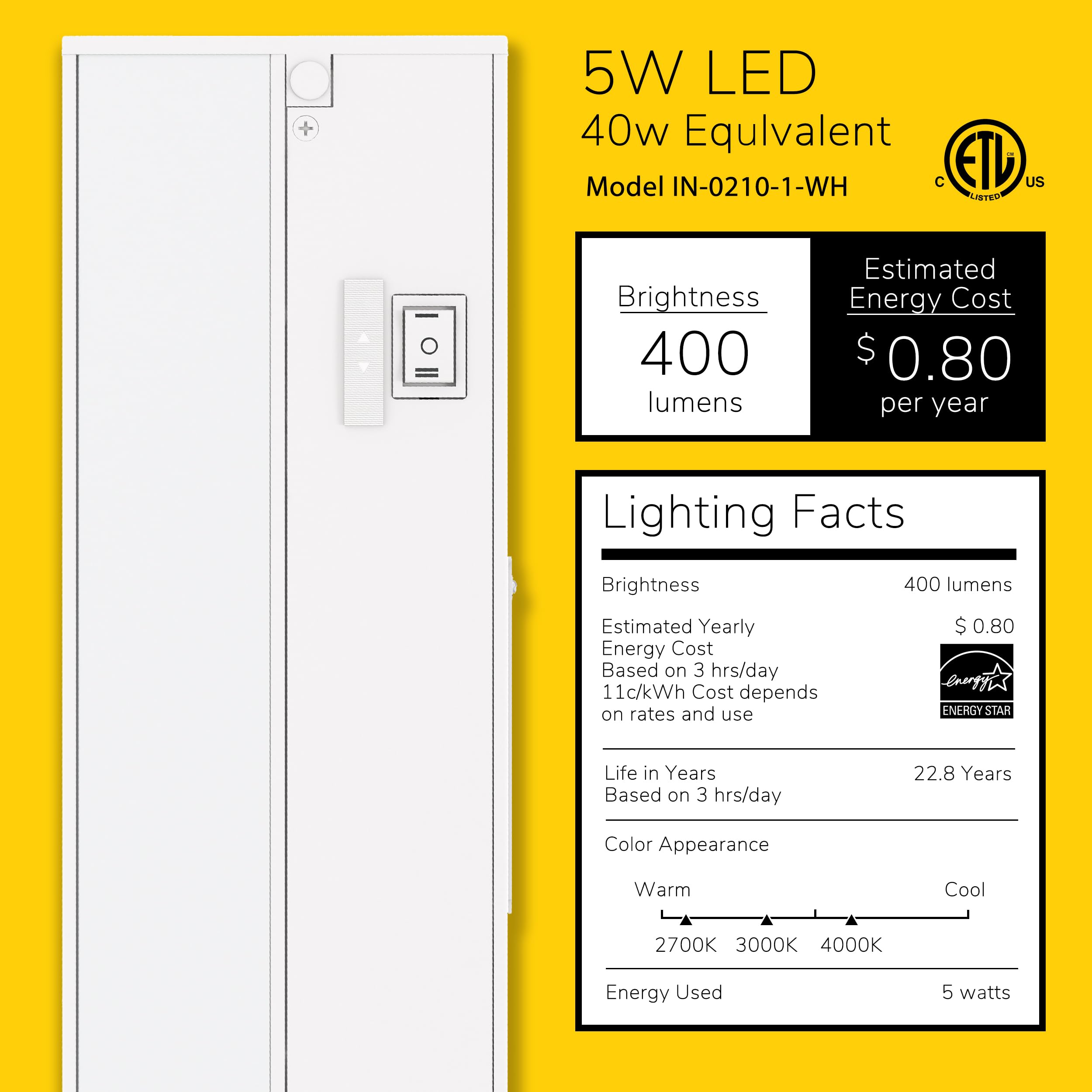 GETINLIGHT 12-inch under-cabinet light at 3000K soft white for clear prep lighting