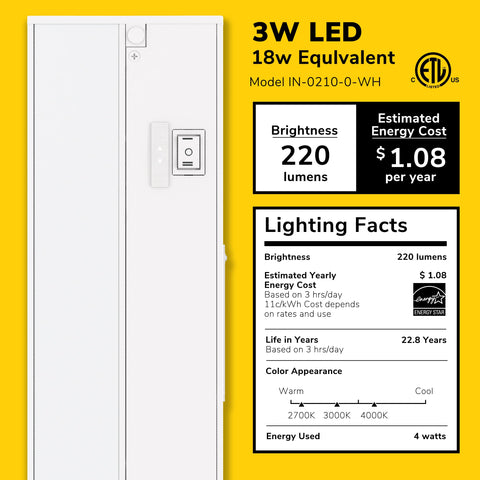 Getinlight 9in LED under-cabinet light 3000K soft white for food prep.
