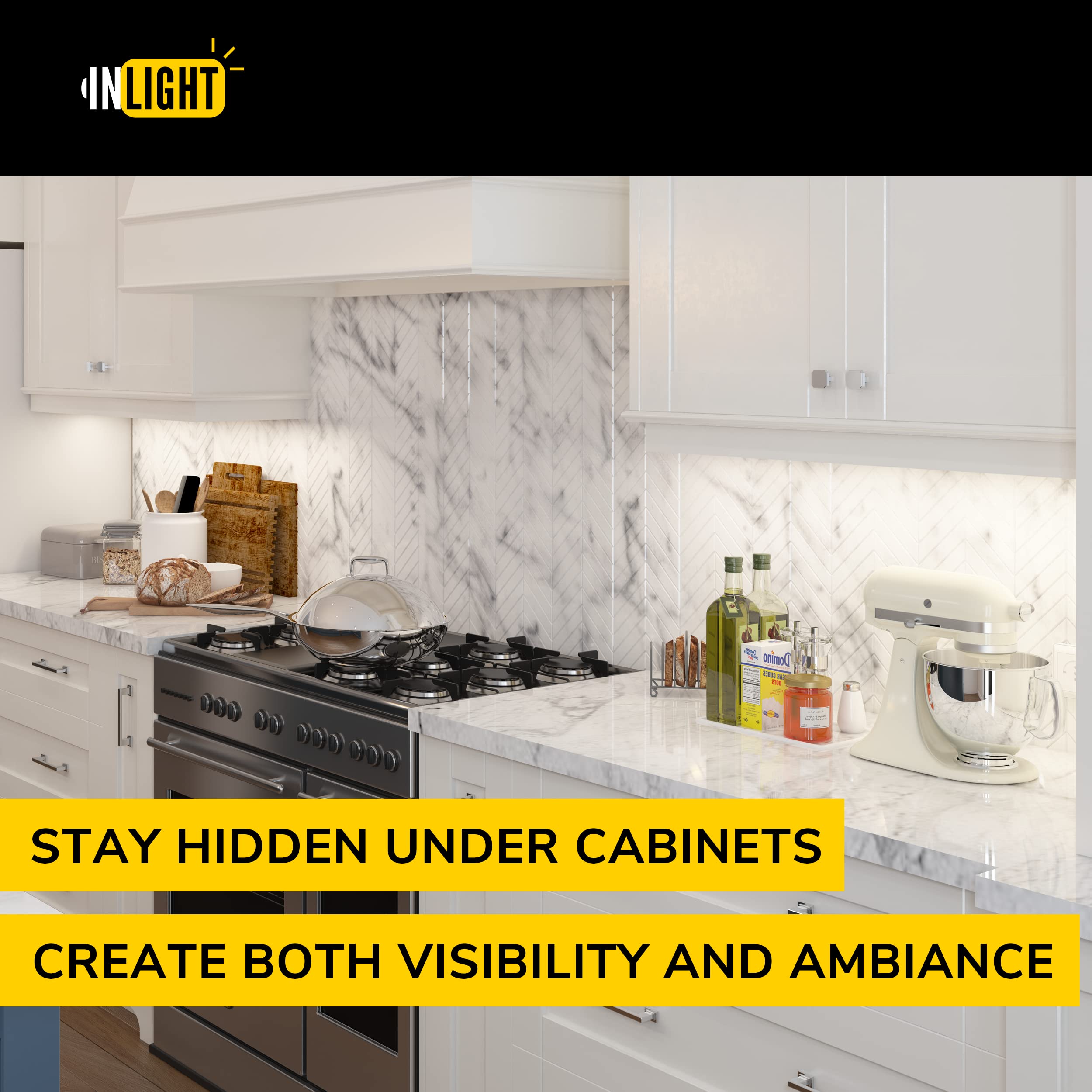 GETINLIGHT Inlight matte white finish complements cabinetry styles.