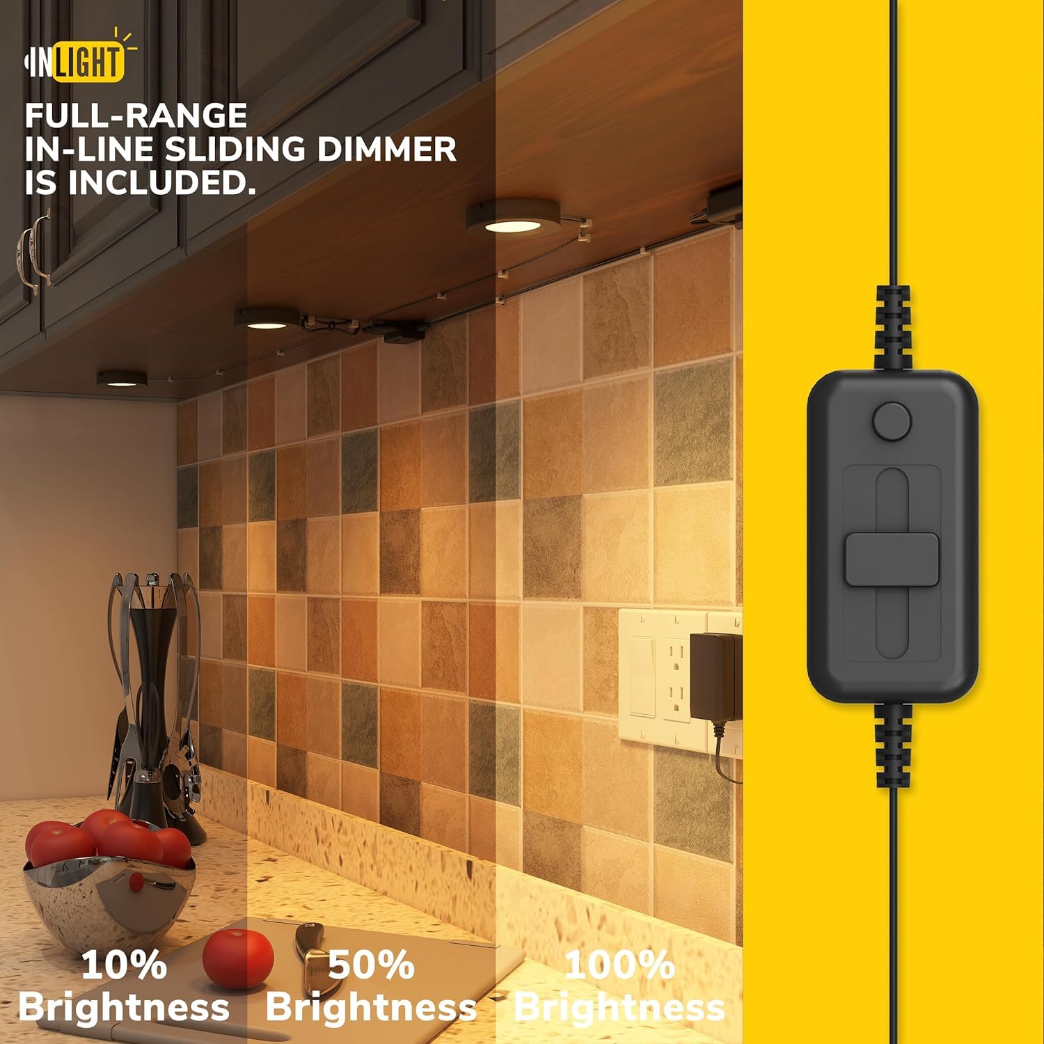GETINLIGHT puck light with inline dimmer for customizable task lighting.