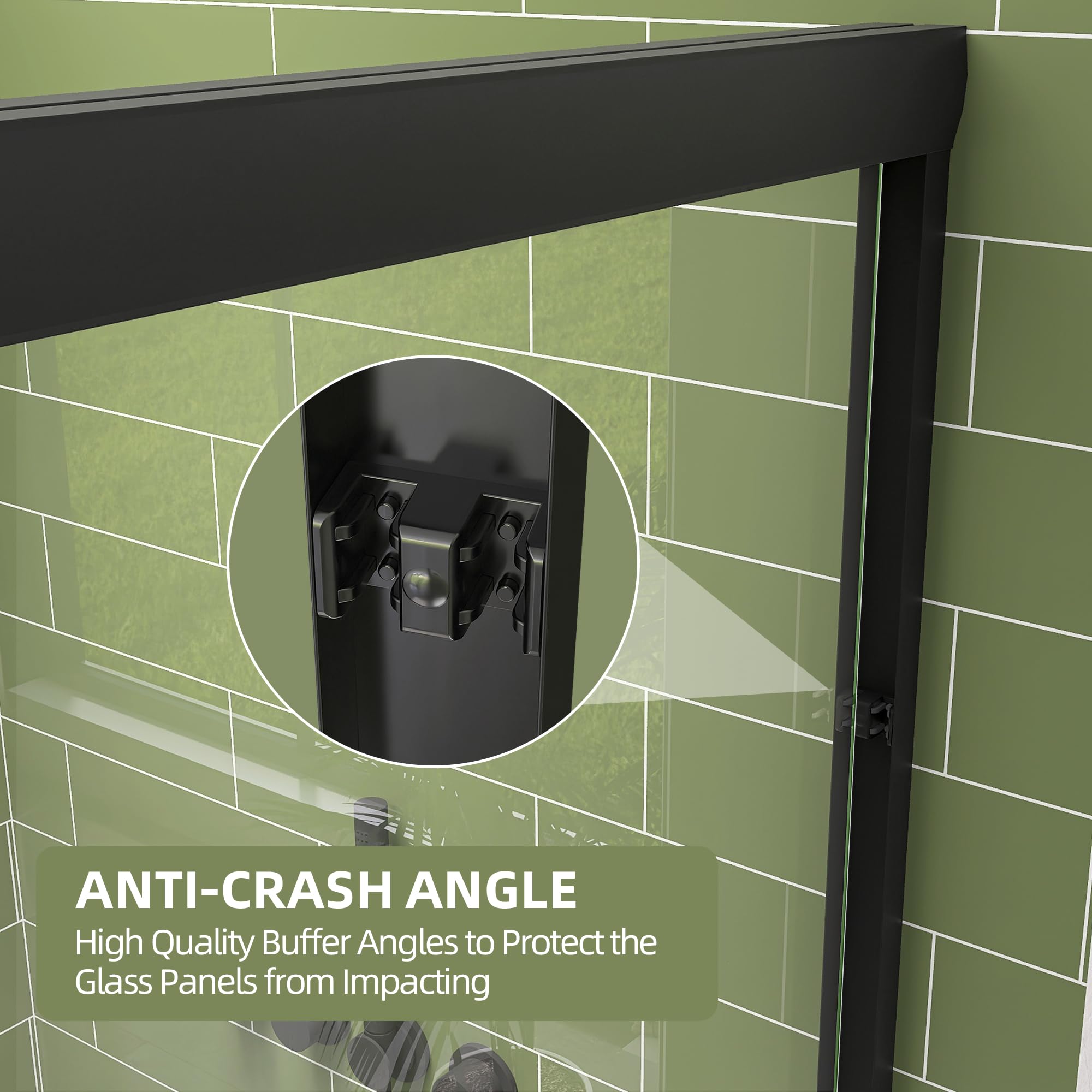 GETPRO anti-collision corners help prevent impact during closing with quiet operation.