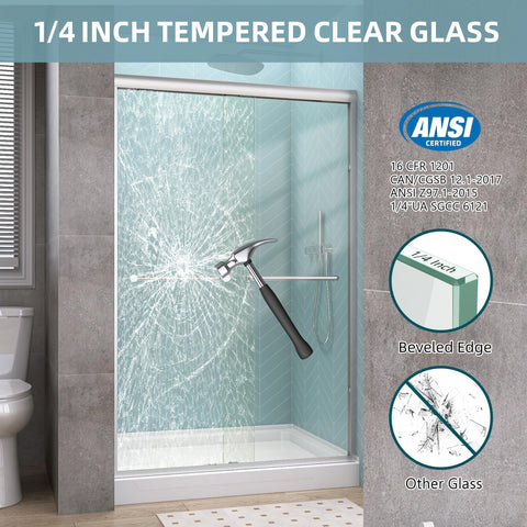 GETPRO 1/4-inch tempered glass panel for durable, shatter-resistant shower enclosure