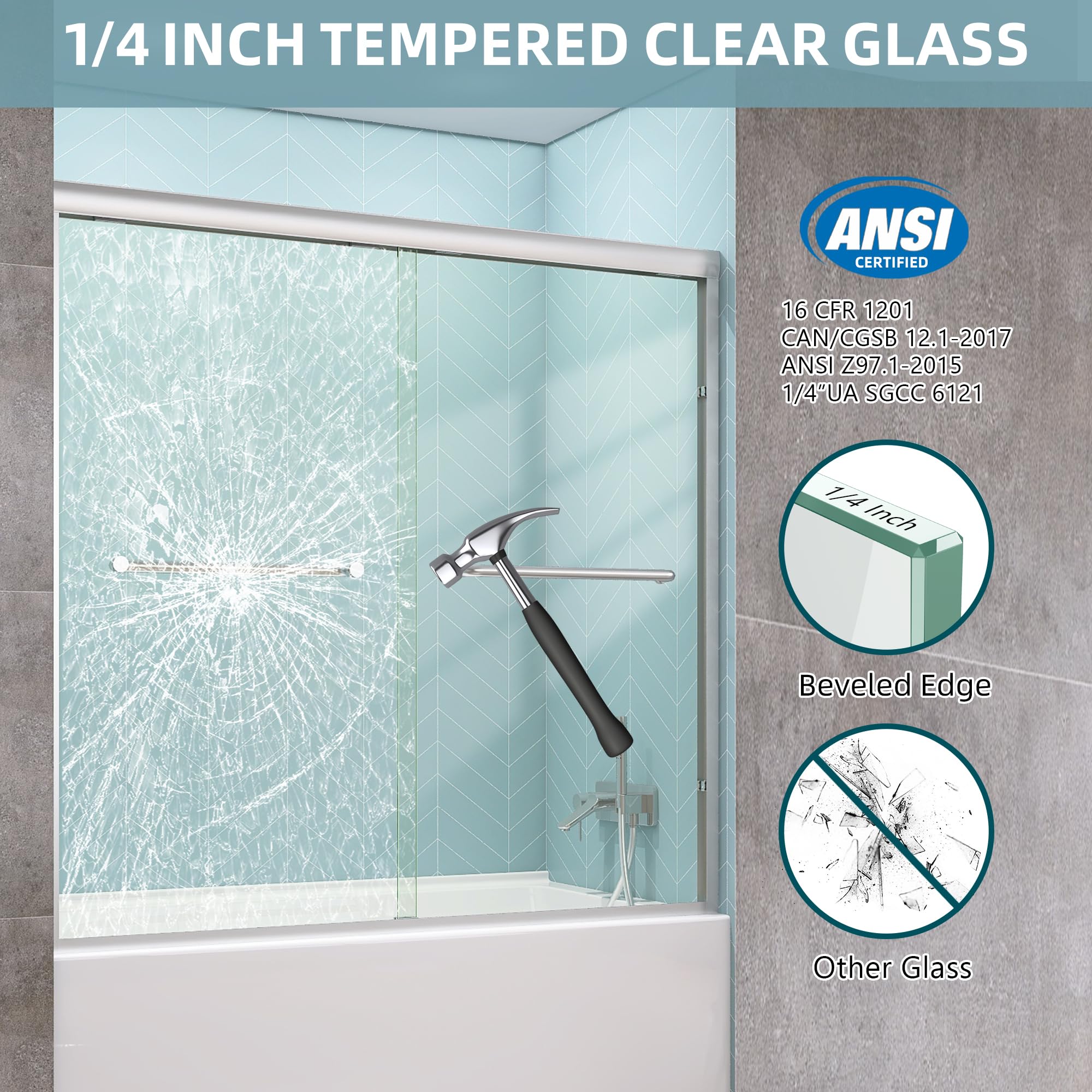 GETPRO 1/4-inch tempered glass panel enhances safety and clarity.
