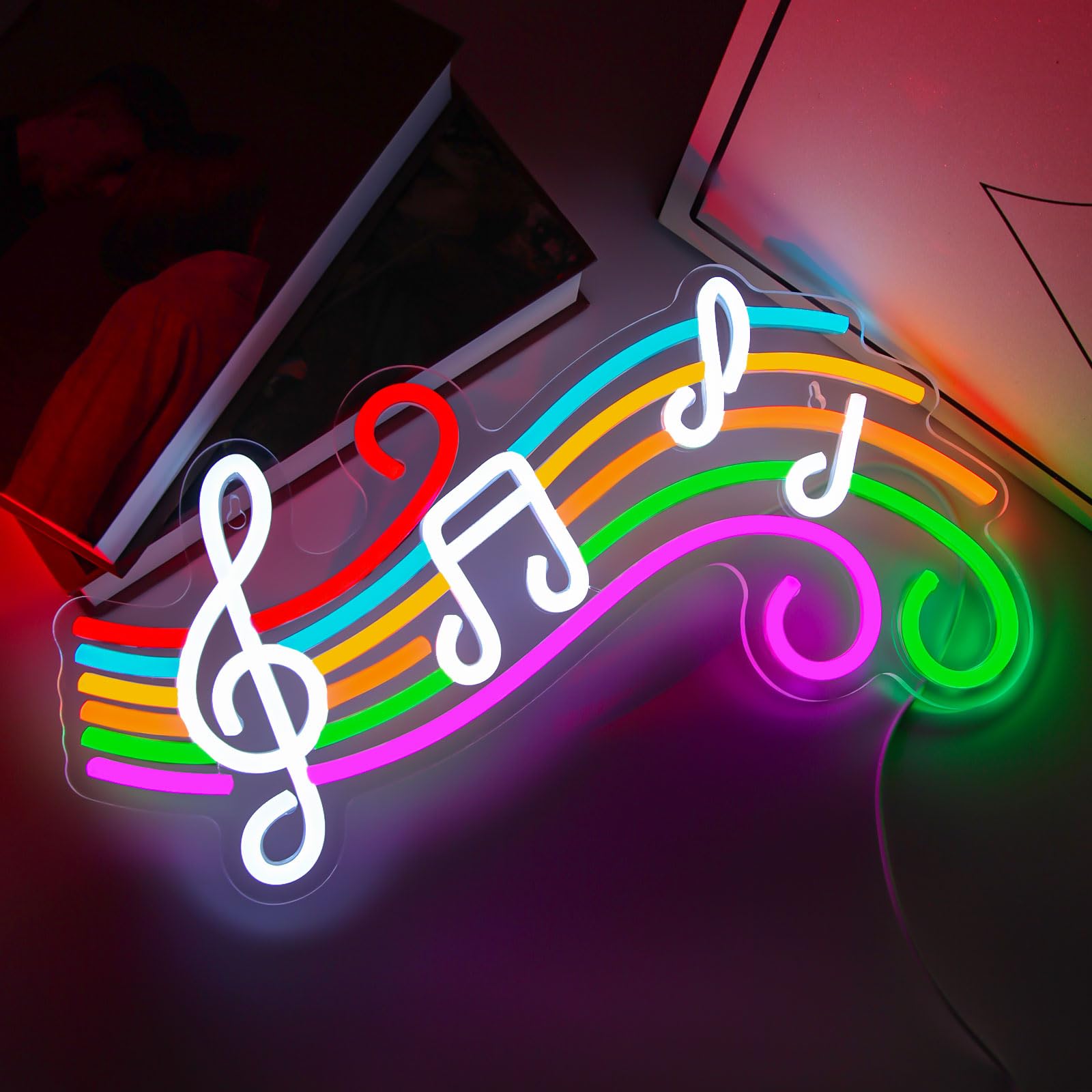 Gevbay musical-note staff LED neon for music studio inspiration