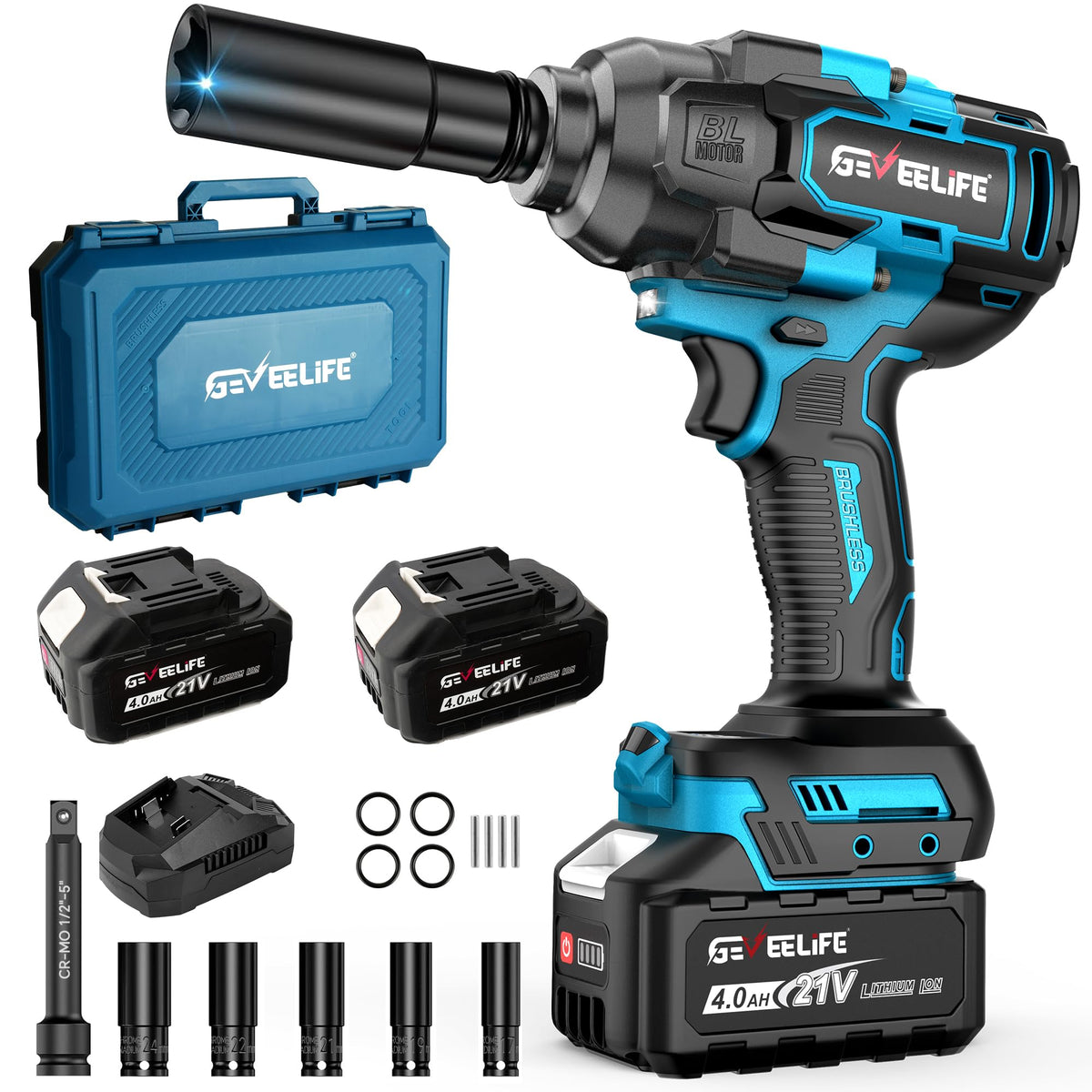 GEVEELIFE 1200NM brushless impact wrench for heavy automotive jobs