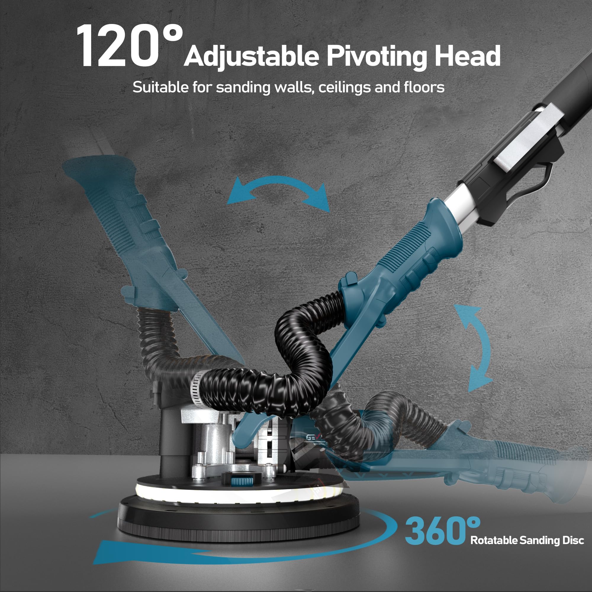 GEVEELIFE drywall sander 360-degree sanding disc reaches corners