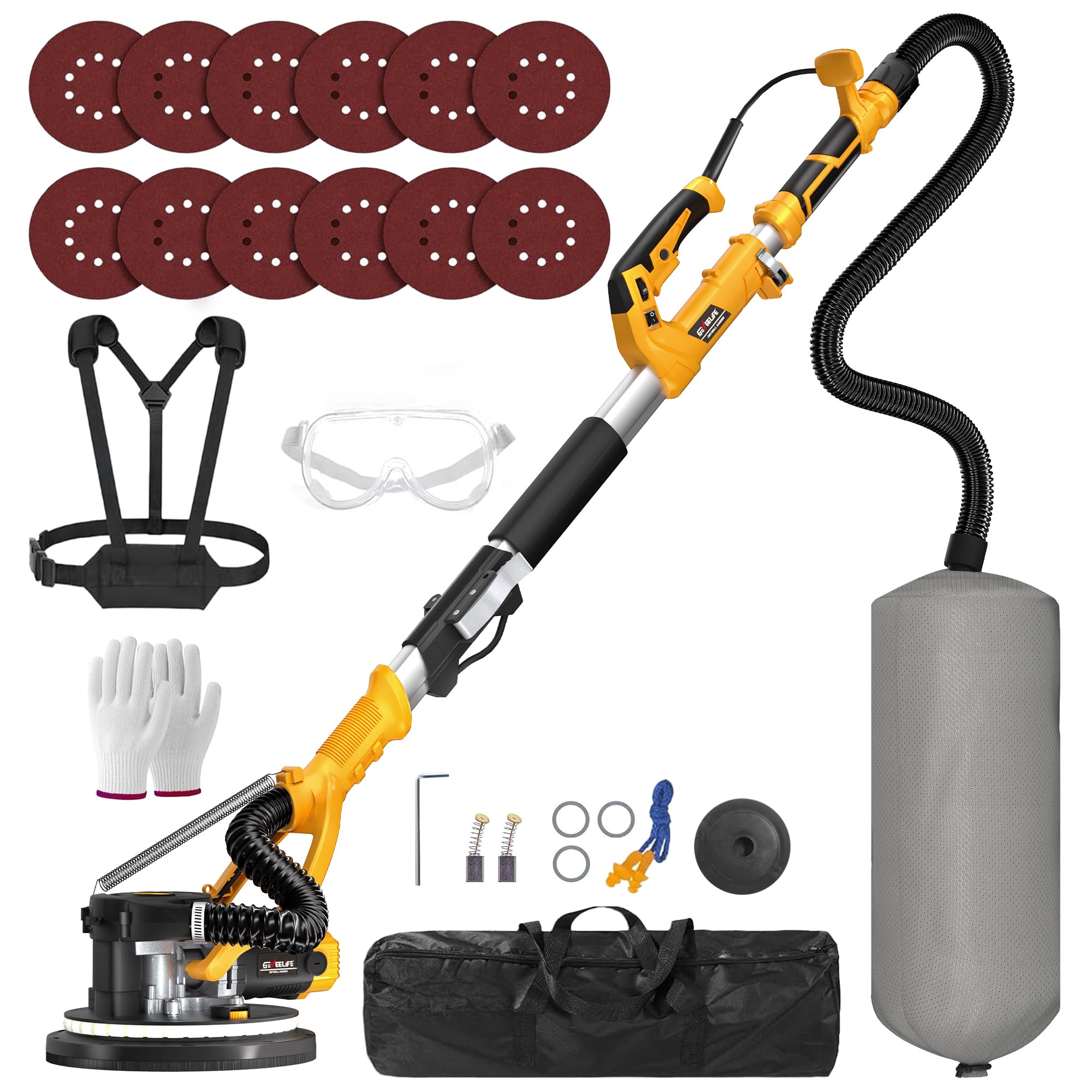 GEVEELIFE drywall sander with 880W motor for fast, smooth ceilings.