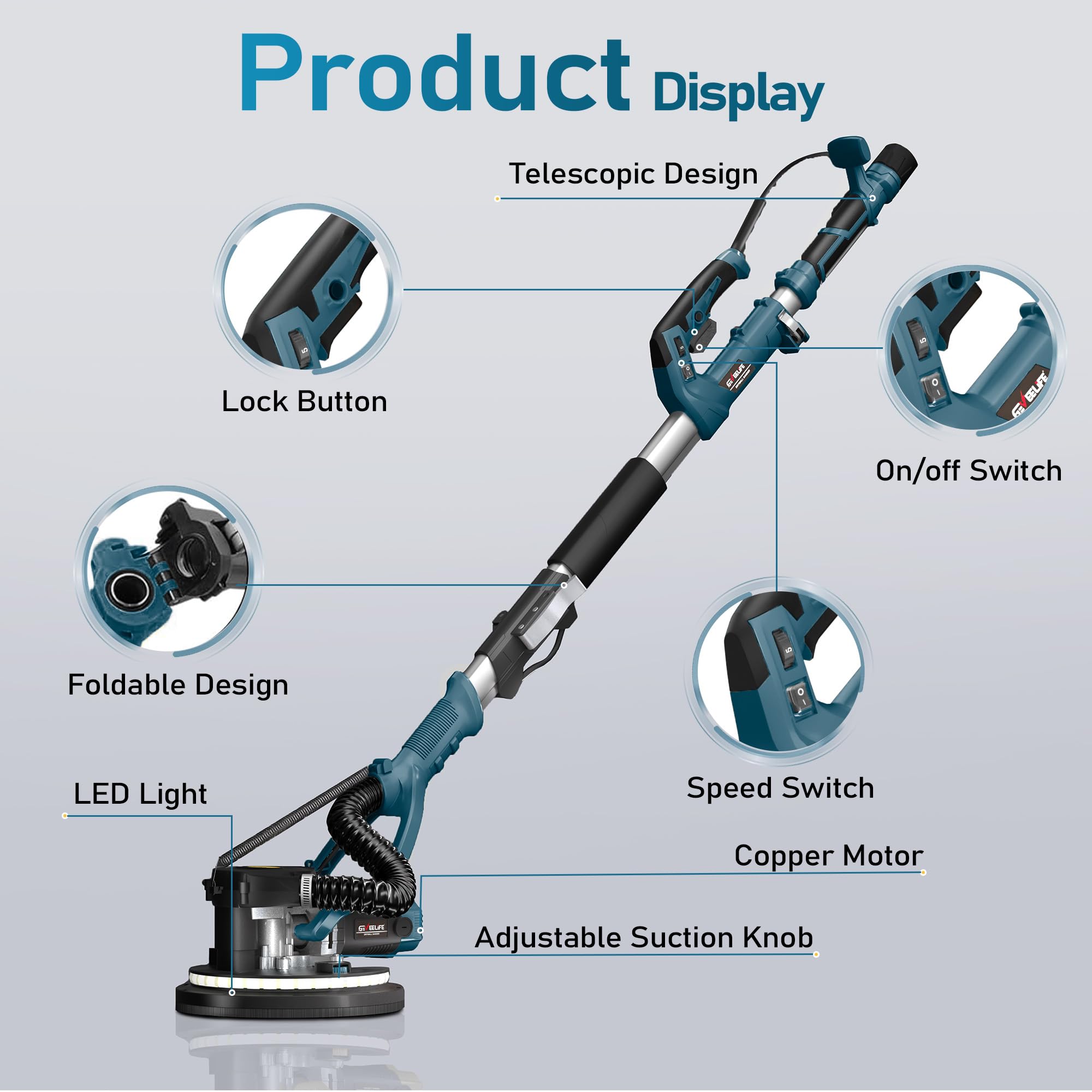 GEVEELIFE drywall sander complete package with accessories