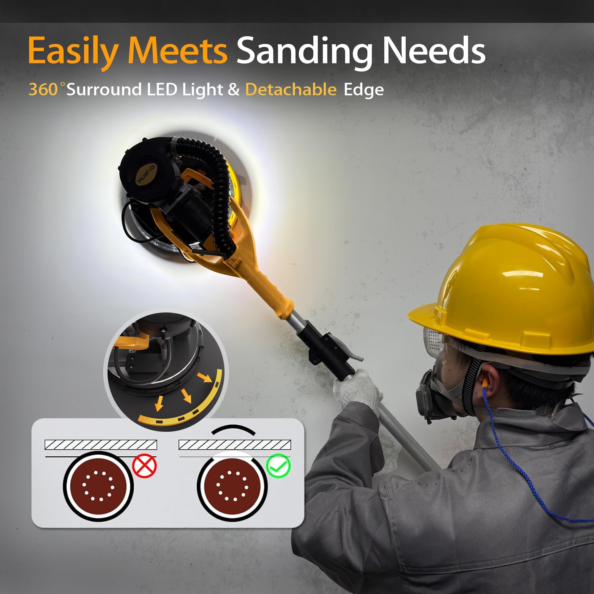 GEVEELIFE drywall sander with 98.5 percent dust-free system