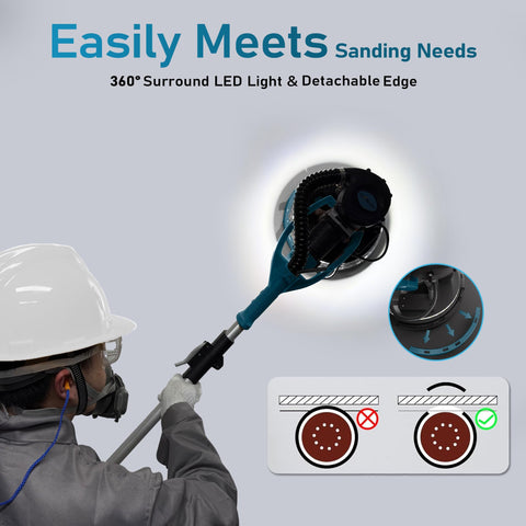 GEVEELIFE drywall sander LED light brightens work area