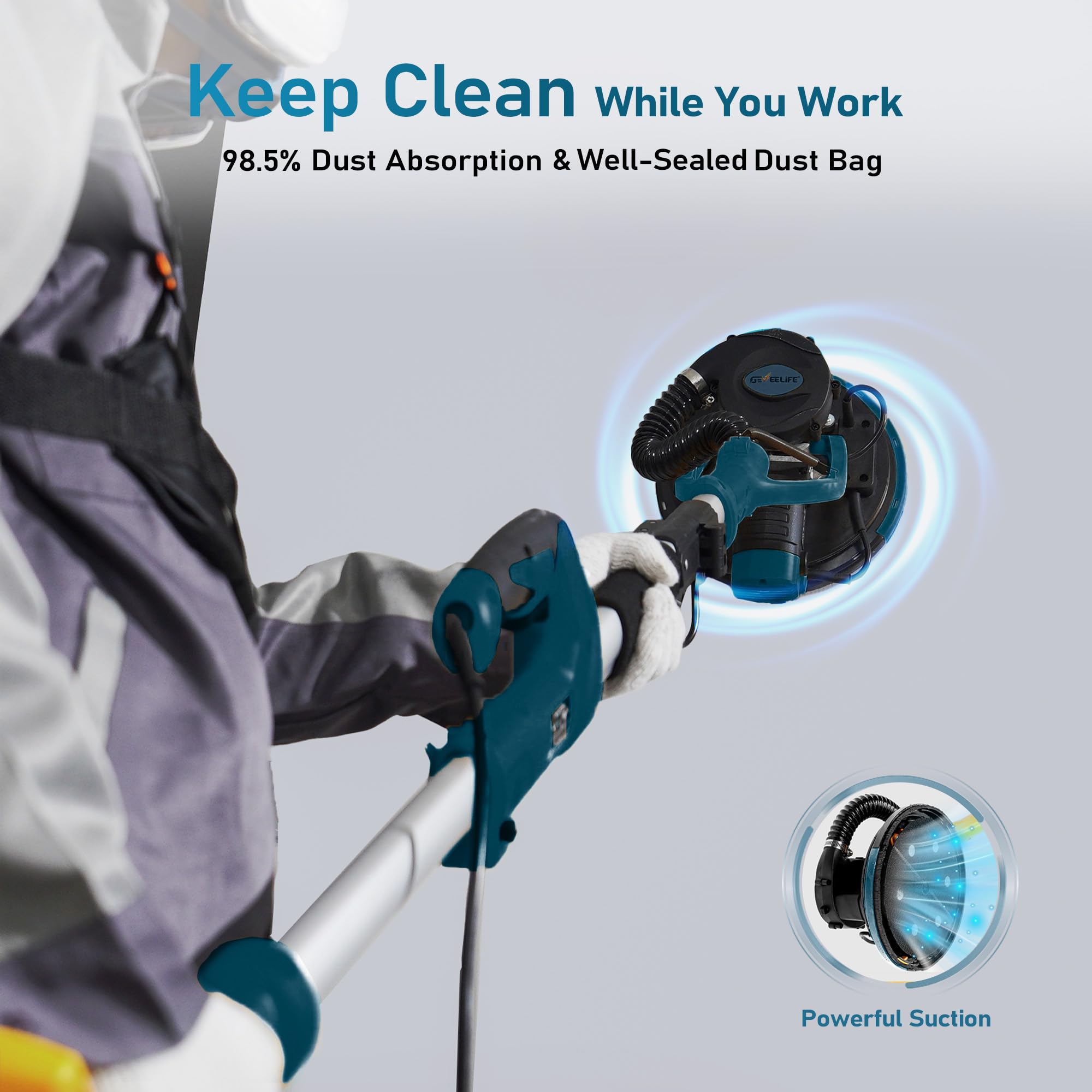 GEVEELIFE drywall sander with multiple speeds for precision