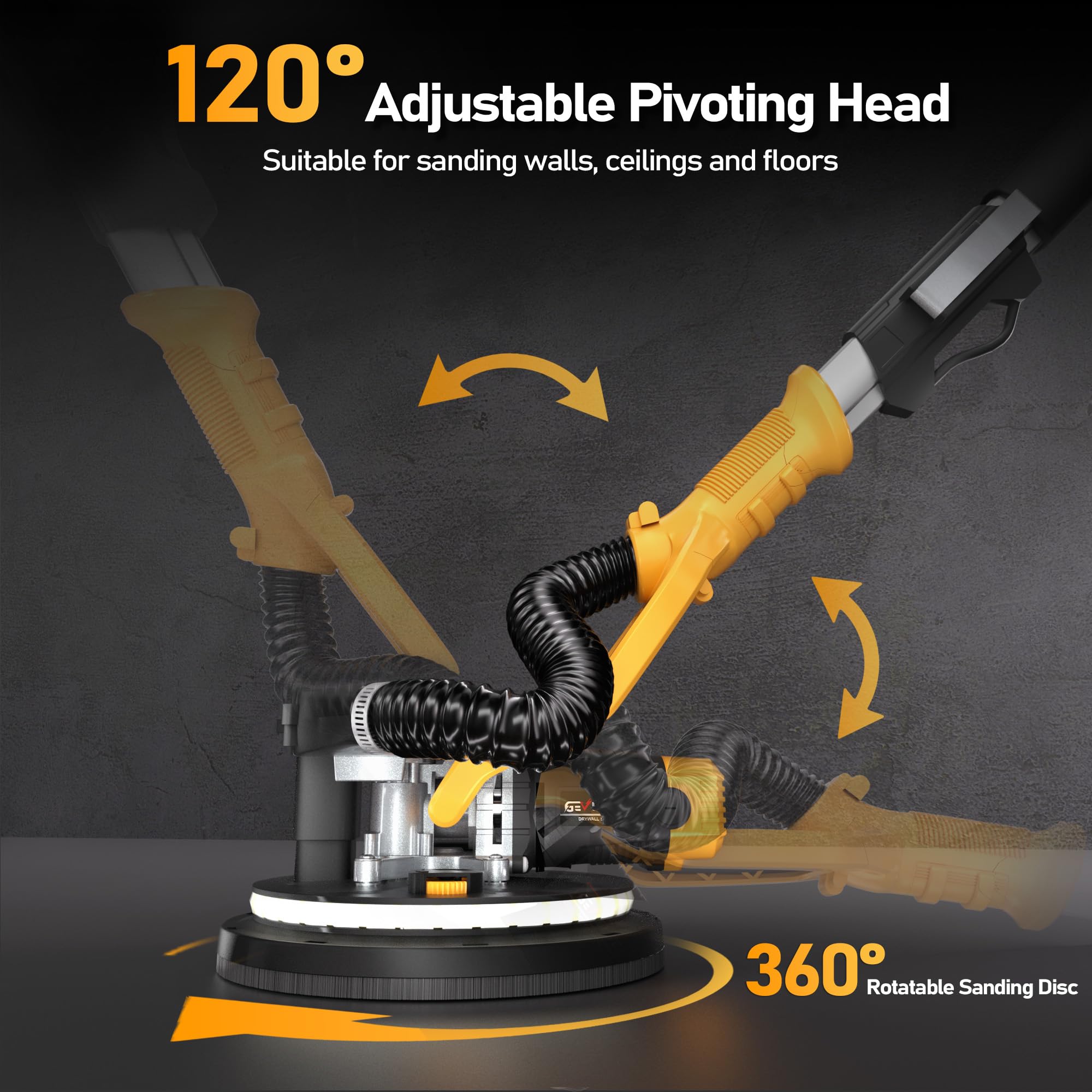 GEVEELIFE extendable pole from 4.5 to 5.5 ft for versatility.