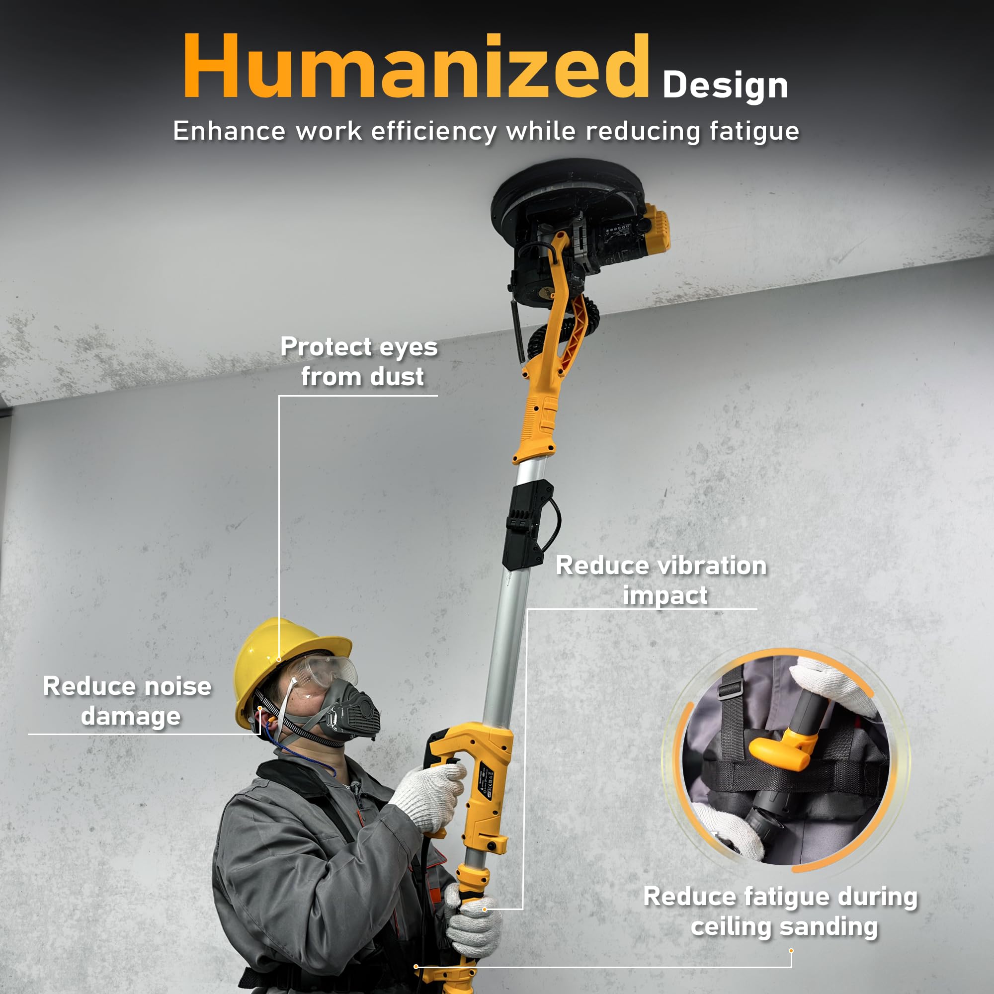 GEVEELIFE LED work light improves visibility in dim areas.
