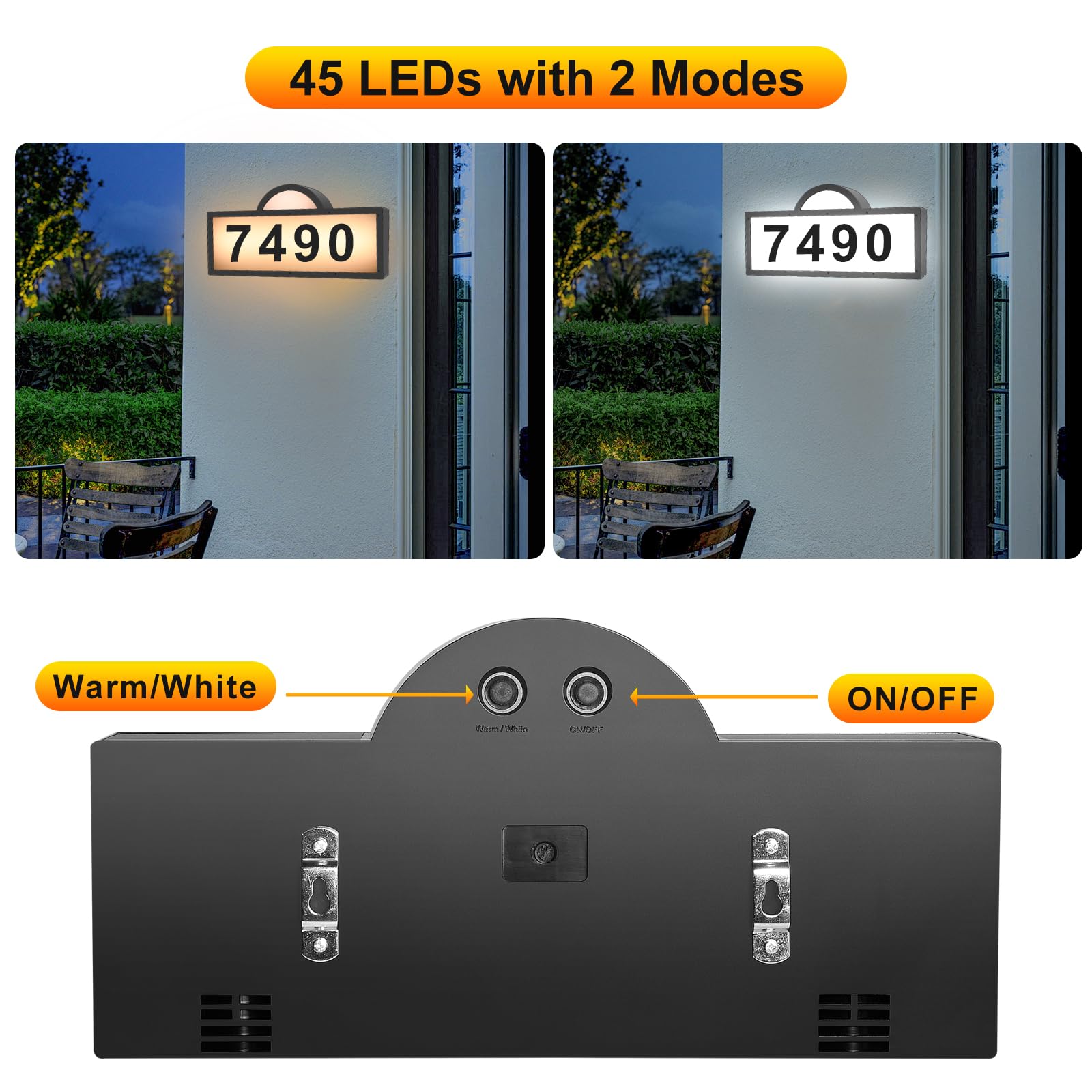 GEYUEYA Home LED address sign cool white glow improves dusk contrast