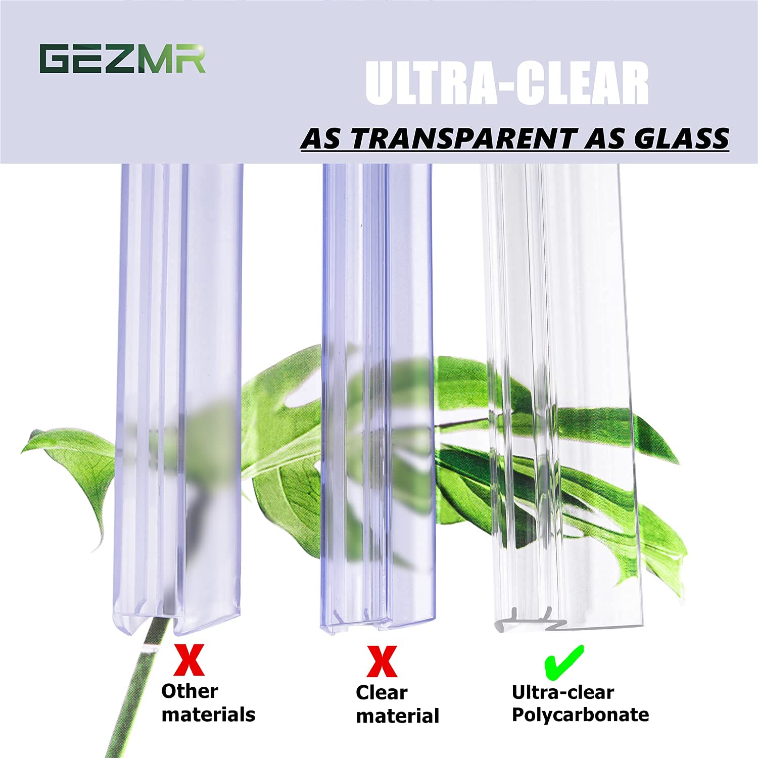 GEZMR frameless bathroom look with a tidy water-barrier seal.