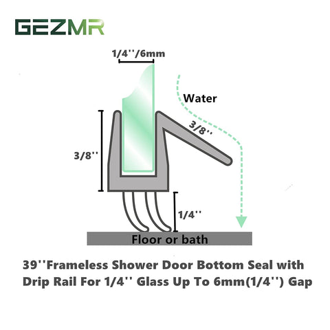 GEZMR polycarbonate shower door sweep fits 1/4 inch glass for a clean look