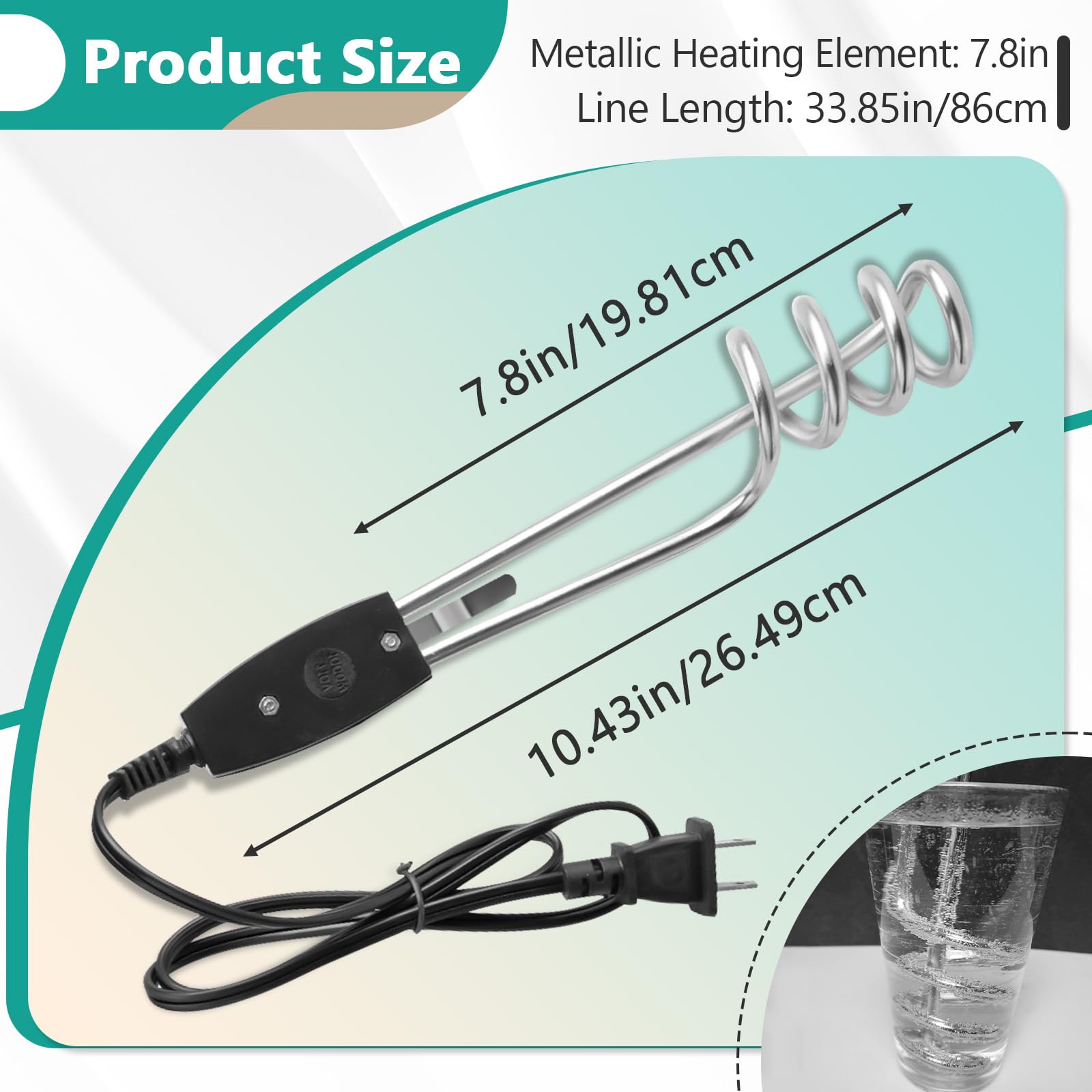 Gfdoso immersion heater warming water in a camping ceramic cup
