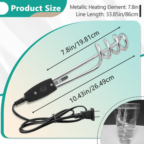 Gfdoso immersion heater warming water in a camping ceramic cup