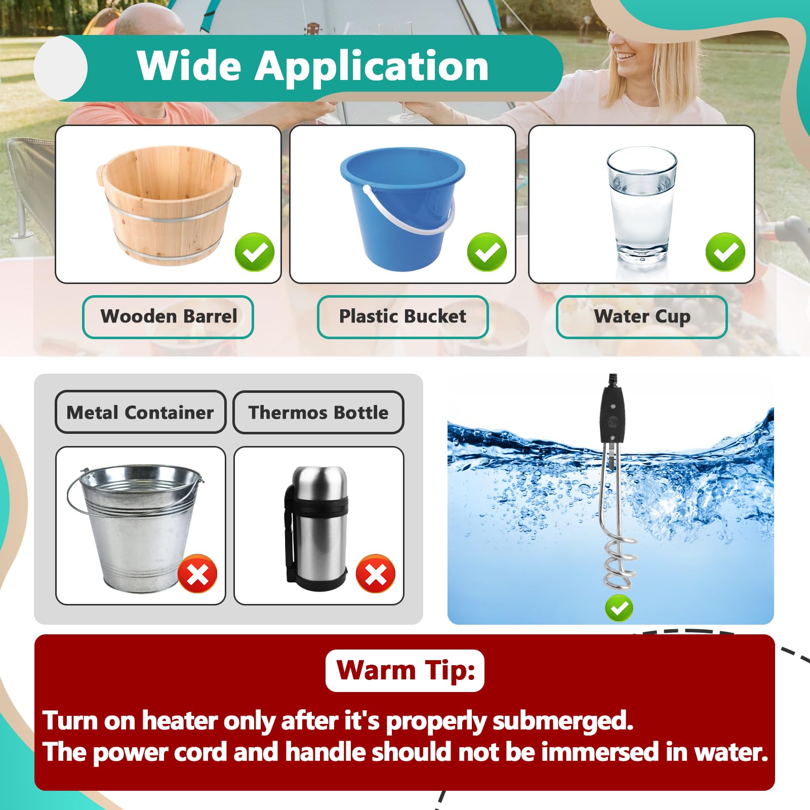 Gfdoso immersion heater travel-ready compact setup for heating
