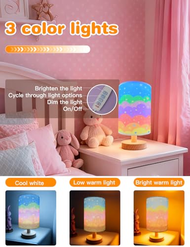 GFTDNS wooden base keeps the lamp stable on a desk or nightstand