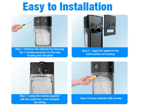 GGJIA dusk-to-dawn photocell wall pack automatically lights at dusk.