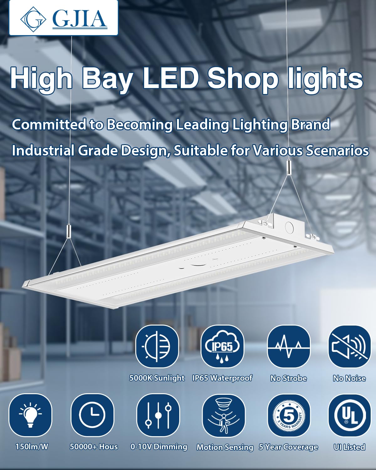 GGJIA 300W high bay delivering 45000 lumens for bright factory lighting