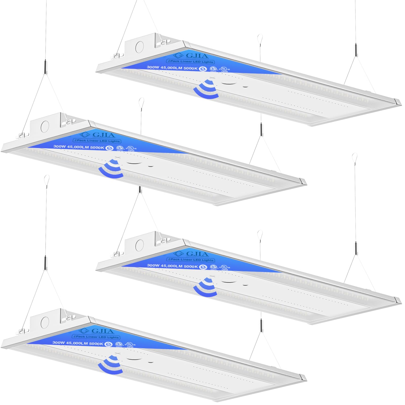 GGJIA LED linear high bay 4-pack for uniform warehouse lighting and easy installation