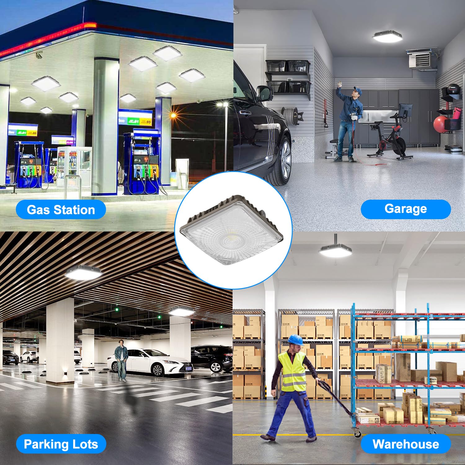 G GJIA wide-beam canopy light delivers broad coverage with 180-degree angle.