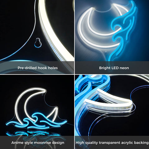GGK Moonrise Acrylic Neon Sign measures 17.12 by 11.8 inches for bold wall impact