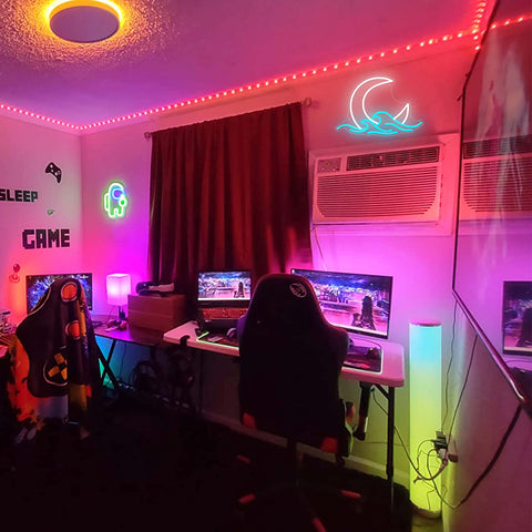 GGK Moon wave neon sign creates a stylish photo backdrop