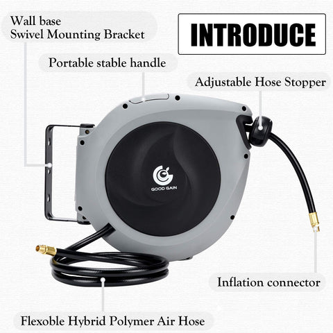 G GOOD GAIN 38in-50ft hose demonstrates reliable airflow for DIY projects.