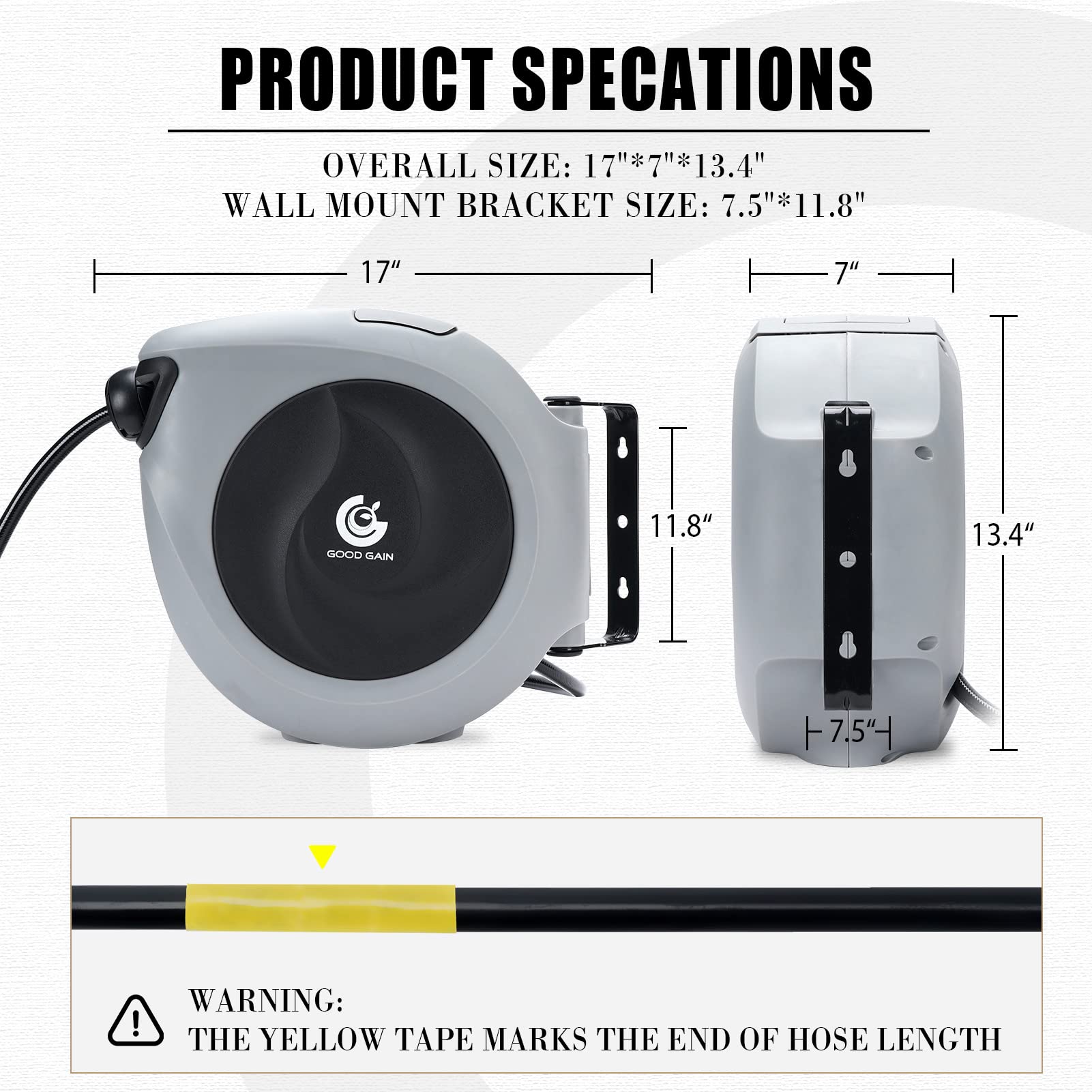 G GOOD GAIN inlet-outlet-hose-length image highlights versatile extension.