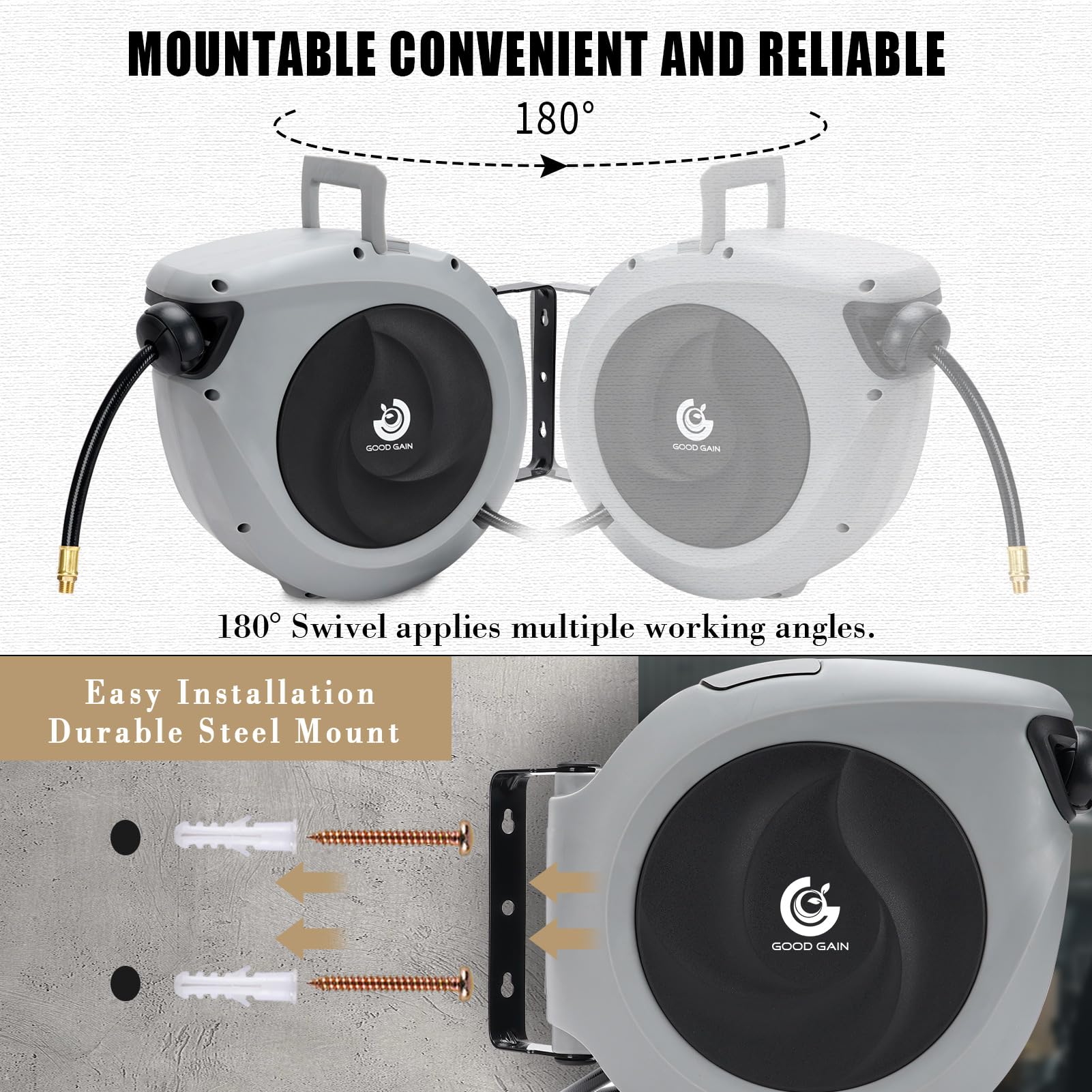 G GOOD GAIN wall-mount bracket enables flexible setup in small spaces.