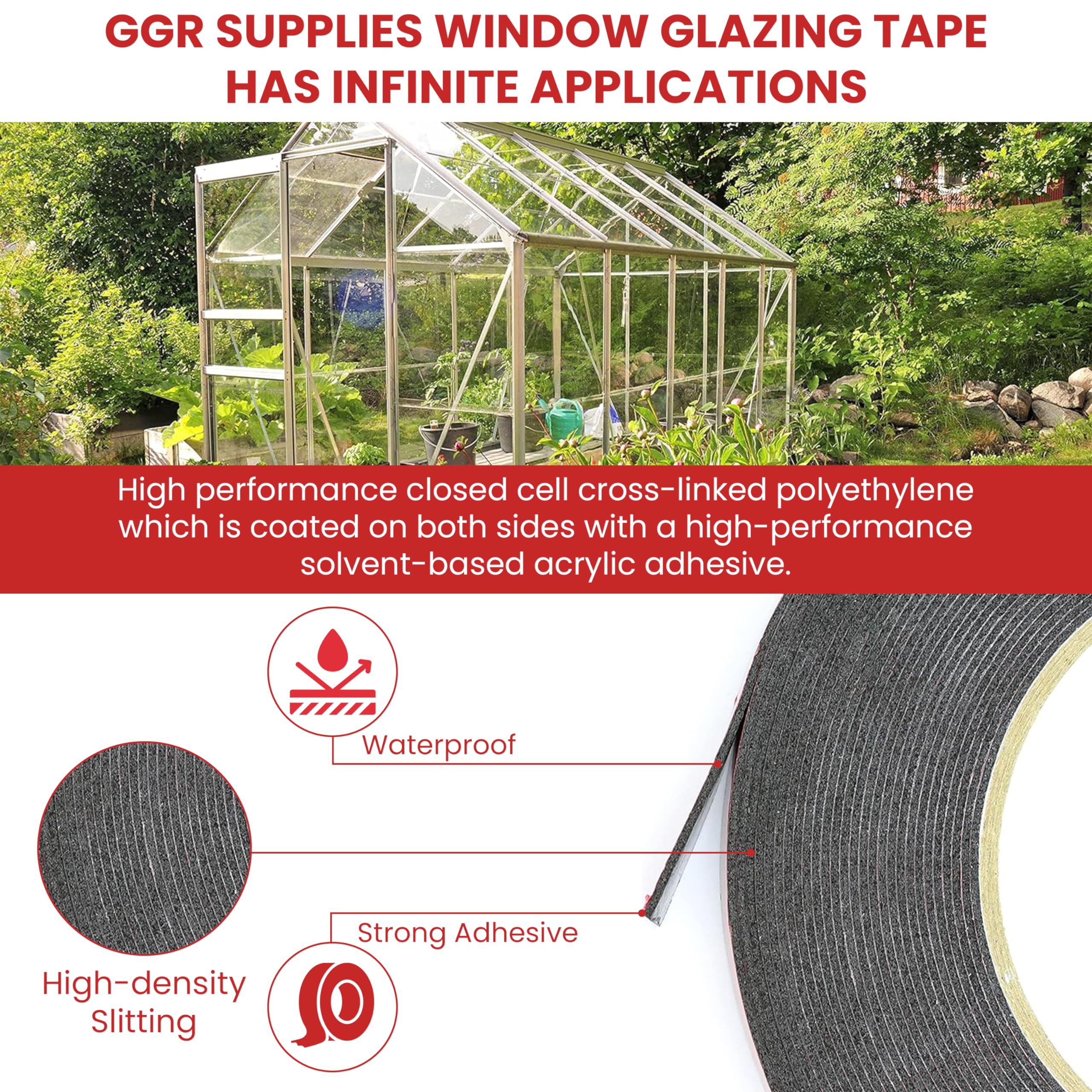 Blue release liner on GGR Supplies window glazing tape facilitates easy removal