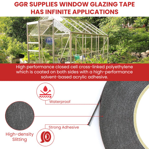 Blue release liner on GGR Supplies window glazing tape facilitates easy removal